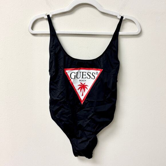 NWT Guess Sleeveless Scoop Neck One Piece Swimwear Jet Black Women's Size S - Picture 2 of 5